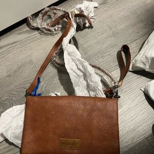 Wrangler Brown Leather Crossbody Bag